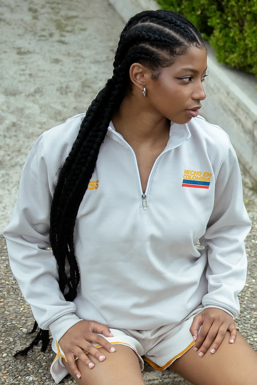 Buzo Cuello Alto Half Zip Marfil 85S - Imagen 4