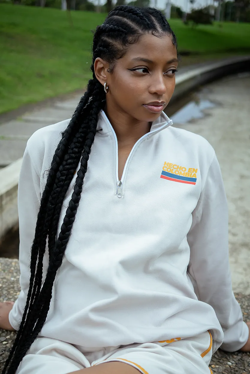 Buzo Cuello Alto Half Zip Marfil 85S - Imagen 5